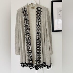 Vocal USA cotton blend long open cardigan size small